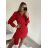 Women's Elegant Long Sleeve Dress (S/M ONE SIZE) ITALIAN FASHION IMWGS223995 S/M red