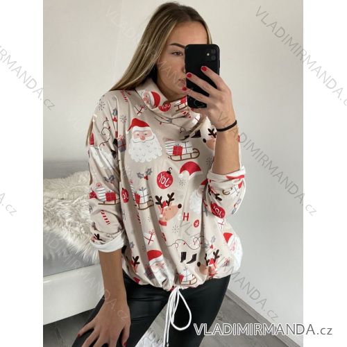 Tunika Vánoční sametová teplá dlouhý rukáv dámská nadrozměr (XL/2XL ONE SIZE) ITALSKá MóDA IM422580