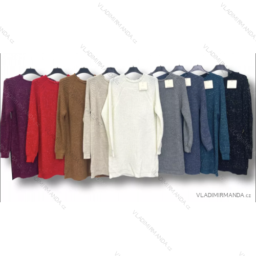 Svetr úpletový dlouhý rukáv dámský (S/M ONE SIZE) ITALSKÁ MÓDA IMP22003000070