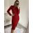 Šaty elegantní třpytivé dlouhý rukáv dámské (S/M ONE SIZE) ITALSKá MóDA IMM22hg4993 S/M red