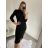 Šaty elegantní třpytivé dlouhý rukáv dámské (S/M ONE SIZE) ITALSKá MóDA IMM22hg4993 S/M red