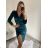Women's Elegant Velvet Long Sleeve Dress (S/M ONE SIZE) ITALIAN FASHION IMWKK224073