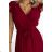 374-2 POLINA Pleated dress with a neckline and frills - Burgundy color