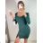Šaty elegantní společenské dlouhý rukáv dámské (S-XL) ITALSKÁ MÓDA IMWGS223996B Emerald M