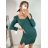 Šaty elegantní společenské dlouhý rukáv dámské (S-XL) ITALSKÁ MÓDA IMWGS223996B Emerald M