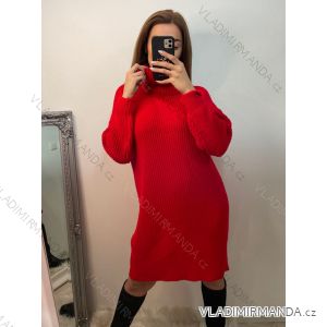 Women's Knitted Dress/Extended Turtleneck Sweater Long Sleeve (S/M ONE SIZE) ITALIAN FASHION IMPBB22J212/DU