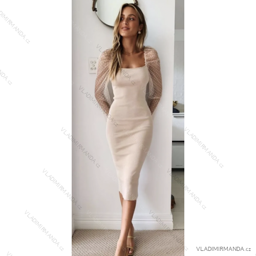 Women's Elegant Long Sleeve Dress (S/M ONE SIZE) ITALIAN FASHION IMPOC237053