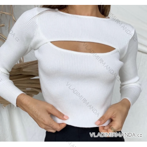 Women's Long Sleeve Knitted T-Shirt (S/M ONE SIZE) ITALIAN FASHION IMPOC237100