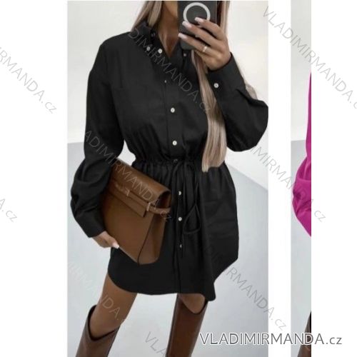 Šaty elegantní košilové dlouhý rukáv dámské (S/M ONE SIZE) ITALSKÁ MÓDA IMWY21734