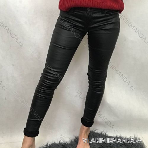 Kalhoty koženkové dlouhé dámské (XS-XL) ITALSKÁ MÓDA MA5GD6551 S Black