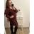 Šaty elegantní třpytivé dlouhý rukáv dámské nadrozměr (XL/2XL ONE SIZE) ITALSKÁ MÓDA IMWQ22LAURA 2XL/3XL red big dice