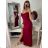 Elegant formal dress with straps for women (S / M ONE SIZE) ITALIAN FASHION IM321576 Wine S/M