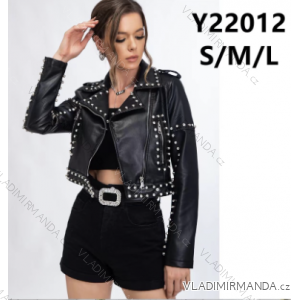 Women's Long Sleeve Leather Jacket (S/M/L ONE SIZE) ITALIAN FASHION IMPBB2322012r