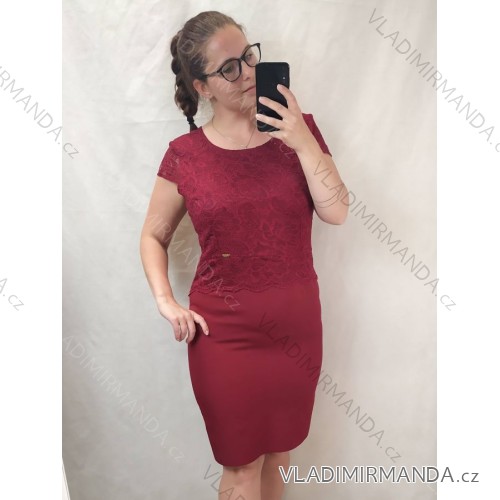 Women's short sleeve dress oversized (L-3XL) POLISH FASHION PMF20013 Wine 44