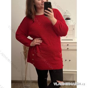 Knitted Dress a-Sweater Extended Long Sleeve Women's Plus Size (XL / 2XL ONE SIZE) ITALIAN FASHION IM421BONA