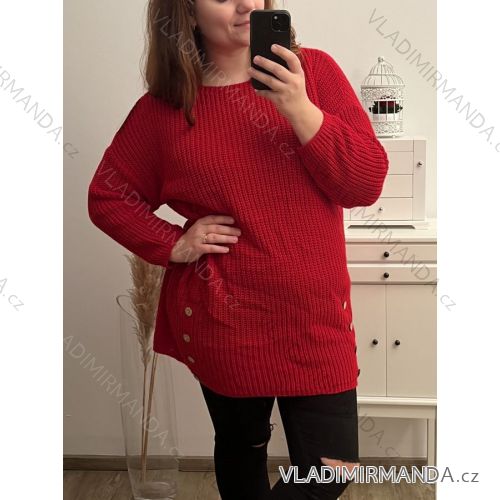 Knitted Dress a-Sweater Extended Long Sleeve Women's Plus Size (XL / 2XL ONE SIZE) ITALIAN FASHION IM421BONA