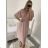 Women's Long Knitted Turtleneck Short Sleeve Dress (S/M ONE SIZE) ITALIAN FASHION IMM229012ZO