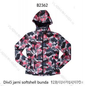 Girl's softshell long-sleeved zip-up jacket with hood (128-170) WOLF B2362