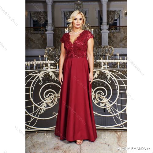 Women's Plus Size (42-46) Long Elegant Party Sleeveless Dress POLISH FASHION PMLBC23265-10