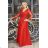 Dress Long Elegant Party 3/4 Sleeve Women's Plus Size (36-54) POLISH FASHION PMLBF23ID1930 Red 40