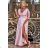 Dress Long Elegant Party 3/4 Sleeve Women's Plus Size (40-54) POLISH FASHION PMLBF23ID2498 Pink 40
