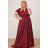 Dress Long Elegant Party Short Sleeve Women's Plus Size (48-54) POLISH FASHION PMLBF23ID3144 Burgundy 48