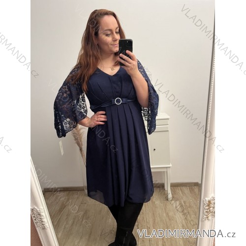 Šaty letní na ramínka dámské (S/M ONE SIZE) ITALSKÁ MÓDA IMPBB22B21841 Blue dark XL/2XL