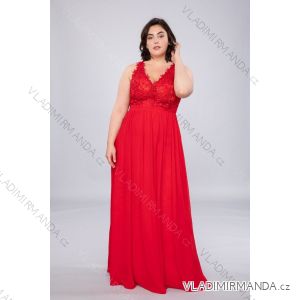 Women's Plus Size (42-48) Long Elegant Party Dress With Wide Straps FRENCH FASHION FMPEL23TELMAQS