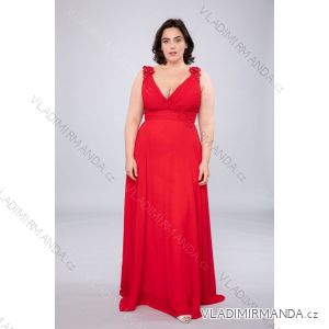 Women's Plus Size (42-48) Long Elegant Party Dress With Wide Straps FRENCH FASHION FMPEL23CHERYLQS