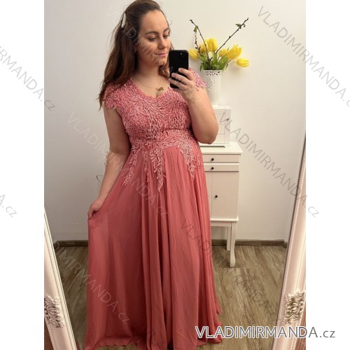 prom dress long elegant party short sleeve women's plus size (XL/2XL ONE SIZE) ITALIAN FASHION IMM2368815PL/DU XL/2XL pink