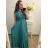 šaty plesové dlouhé elegantní společenské krátký rukáv šifonové dámské (L/XL ONE SIZE) ITALSKÁ MÓDA IMM22PL80658 XL/2XL turquoise