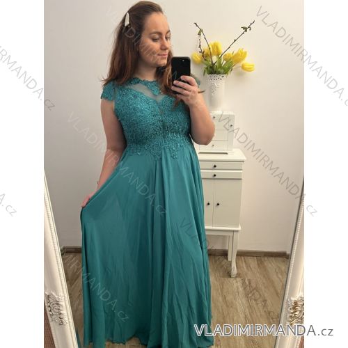šaty plesové dlouhé elegantní společenské krátký rukáv šifonové dámské (L/XL ONE SIZE) ITALSKÁ MÓDA IMM22PL80658 XL/2XL turquoise