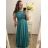 šaty plesové dlouhé elegantní společenské krátký rukáv šifonové dámské (L/XL ONE SIZE) ITALSKÁ MÓDA IMM22PL80658 XL/2XL turquoise