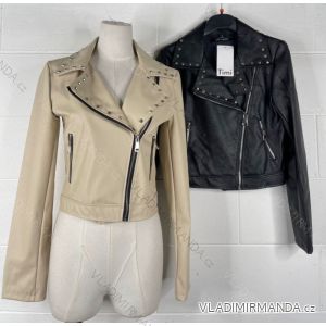 Women's Long Sleeve Leather Jacket (S/M ONE SIZE) ITALIAN FASHION IMPOC23E8883