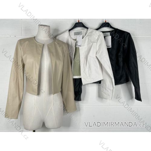 Women's Long Sleeve Leather Jacket (S/M ONE SIZE) ITALIAN FASHION IMPOC23E55302