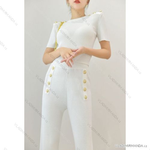 Women's Short Sleeve Sweater and Pants Set (S/M ONE SIZE) ITALIAN FASHION IMPGM237202