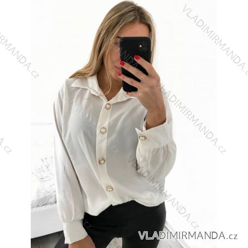 Šaty elegantní košilové dlouhý rukáv dámské (S/M ONE SIZE) ITALSKÁ MÓDA IMWY21734