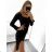 Women's Ribbed Long Sleeve Dress (S/M ONE SIZE) ITALIAN FASHION IMWB23011