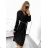 Šaty s páskem dlouhý rukáv dámské (S/M ONE SIZE) ITALSKá MóDA IM423020 S/M Black