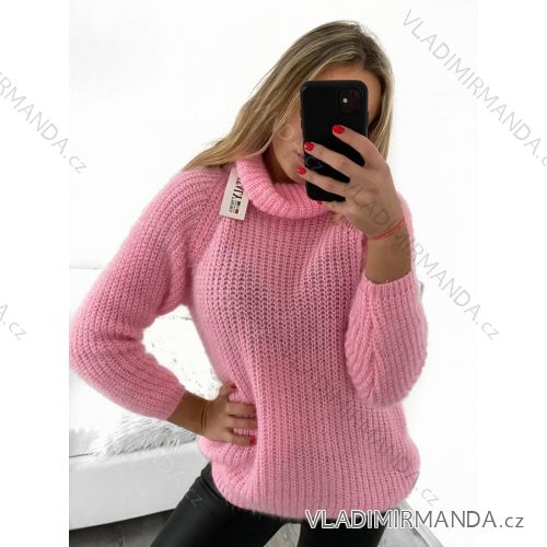Women's Long Sleeve Knitted Turtleneck Sweater (S/M ONE SIZE) ITALIAN FASHION IM323001
