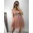 Women's Tulle Short Sleeve Party Dress (S/M ONE SIZE) ITALIAN FASHION IM9238938