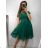 Women's Tulle Short Sleeve Party Dress (S/M ONE SIZE) ITALIAN FASHION IM9238938