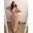 Women's Long Knitted Turtleneck Short Sleeve Dress (S/M ONE SIZE) ITALIAN FASHION IMM22FD51751