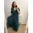 Women's Long Knitted Turtleneck Short Sleeve Dress (S/M ONE SIZE) ITALIAN FASHION IMM22FD51751