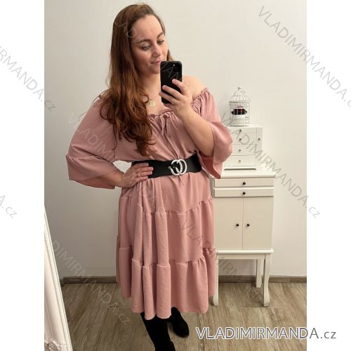 Carmen short sleeve women's plus size dress (2XL/3XL/4XL ONE SIZE) ITALIAN FASHION IM423027