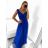 Šaty dlouhé letní na ramínka saténové dámské (S/M ONE SIZE) ITALSKÁ MÓDA IM422988 S/M dark blue