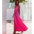 Long summer satin dress with straps women with belt (UNI S / M) ITALIAN FASHION IMM22INFINITE -   green pea -   S / M