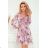 410-1 MONICA chiffon dress with a tied neckline - dirty pink + flowers