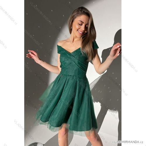 Women's sleeveless elegant party carmen dress (34-40) POLISH FASHION PMLBC23277-13 green 40