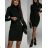Šaty pletené dlouhý rukáv dámské (S/M ONE SIZE) ITALSKÁ MÓDA IMWAANG-2308 Emerald S/M